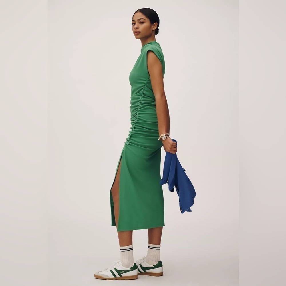 NWT! The Maya Ruched Green Cowl-Neck Dress By Anthropologie - XS 🔖